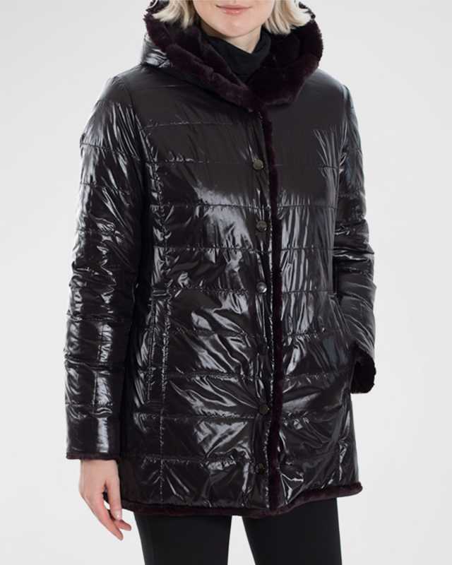 Reversible Faux Fur Puffer Coat